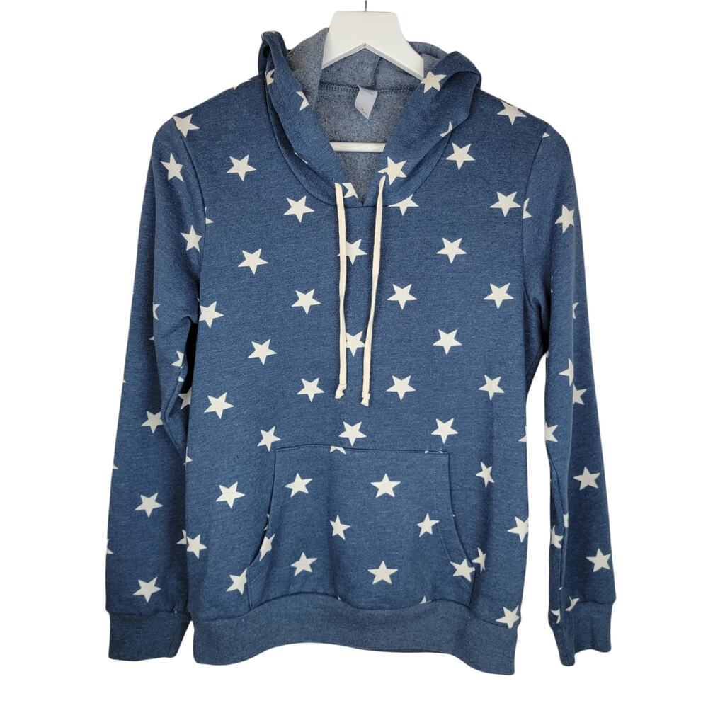 Star-Print Hooded Pullover Sweatshirt - Blue